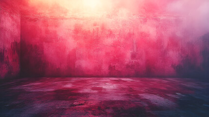 Fototapeta premium Vibrant abstract background featuring a textured wall with deep pink and red hues illuminated by a soft light