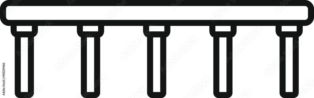 Poster simple icon of a railway bridge with beams and supports, symbolizing connection and transportation i
