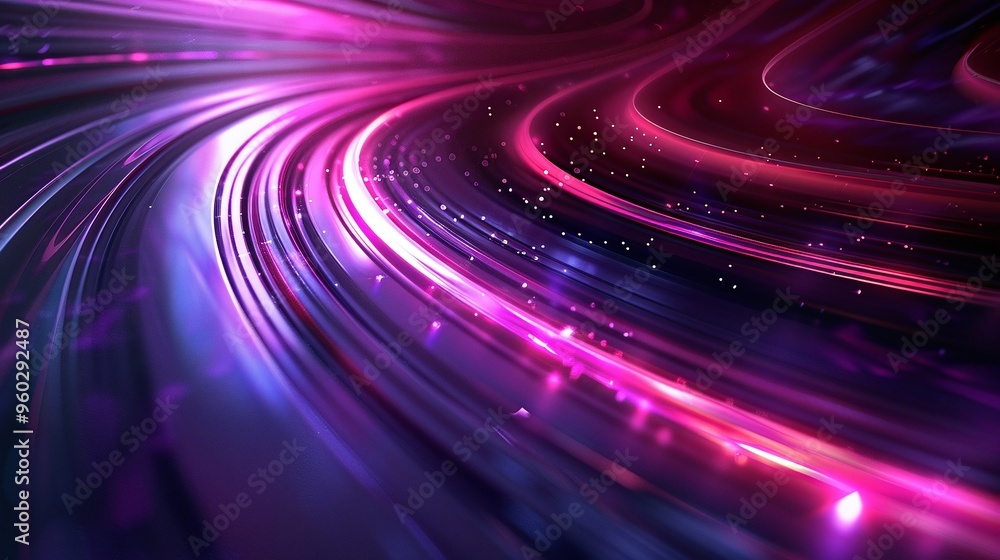 Poster a vibrant abstract background featuring flowing lines in purple and pink hues, creating a dynamic vi