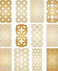 Oriental seamless png transparent patterns set. Arabic geometric ornament for background
