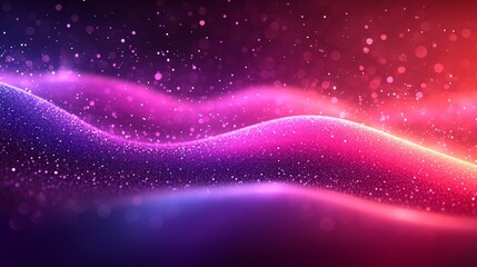 Obraz premium Vibrant waves of light and color create a mesmerizing abstract background filled with sparkles and luminous swirls at twilight