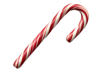 a striped red and white candy cane, isolated on white or transparent background