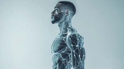 Health and fitness digital representation for physical activity on blank slate with text copy space