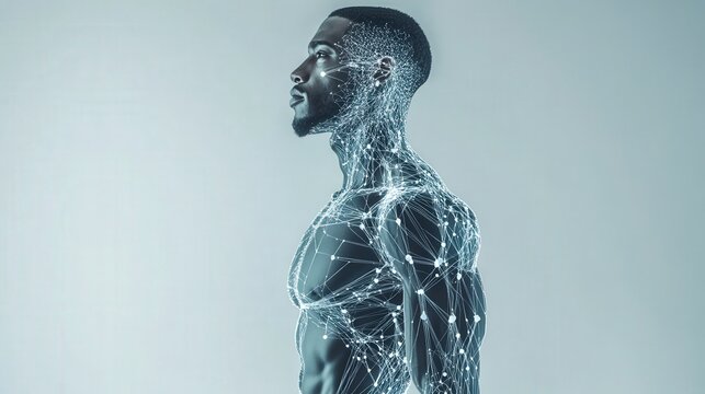 Health and fitness digital representation for physical activity on blank slate with text copy space