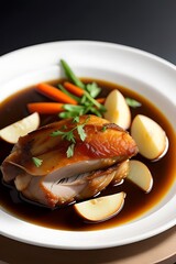 Duck Confit: slow-cooked duck leg with crispy skin

