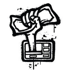 Black and White Graffiti Spray Painted money on social media on white background