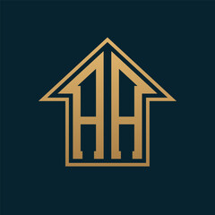 Luxury AA House Logo - Elegant Gold Letter AA on Dark Background for Premium Real Estate
