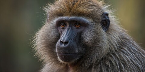Obraz premium A cute charismatic closeup of a baboon in a scientists coat.