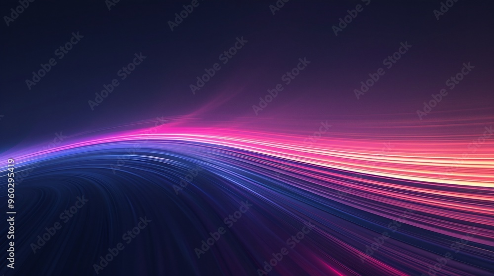 Poster a vibrant abstract wave of colors blending seamlessly in a dark background, creating a mesmerizing v
