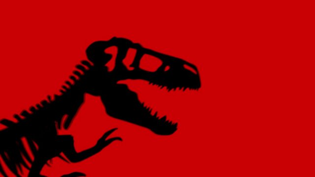 silhouette animation of a massive Tyrannosaurus rex skull