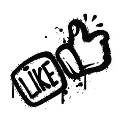 Black and White Graffiti Spray Painted like icon on white background