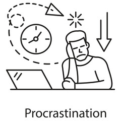 Procrastination Icon. Vector Icon Design