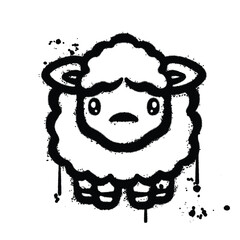 Black and White Graffiti Spray Painted sheep on white background