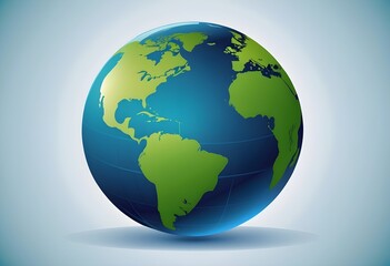 Fototapeta premium A 3D illustration of a blue and green globe representing the Earth.