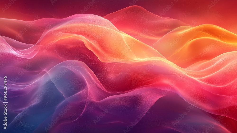 Poster colorful abstract waves of light create a mesmerizing visual experience in a gradient of warm and co