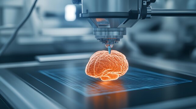 Innovative technology showcasing a digital brain model, highlighting the intersection of neuroscience and advanced machinery.