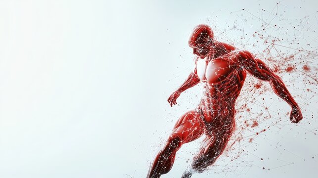 Health and fitness digital representation for physical activity on blank slate with text copy space