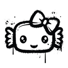 Black and White Graffiti Spray Painted cute candy on white background