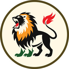 A majestic lion face showcasing strength power and pride with piercing eyes and a flowing mane
