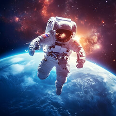 Fototapeta premium graphics of space, planets, and astronauts on a white background.