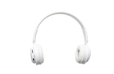 White wireless headphones isolated on white background, copy space