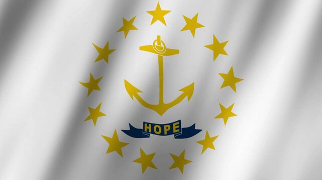 Flag of Rhode Island waving animation, Rhode Island Flag footage video waving in wind