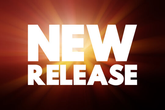 New Release refers to something that has recently been made available to the public for the first time, text concept background