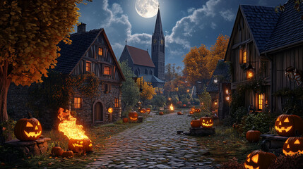 halloween background with pumpkin and bats | foggy | dark | mysterious | gothic