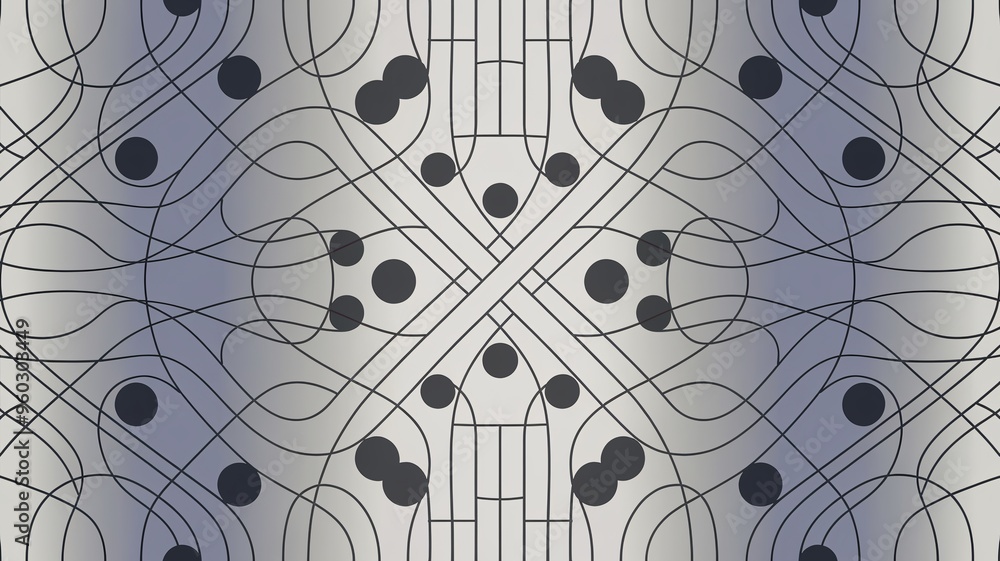 Poster abstract geometric pattern: a mesmerizing blend of intricate lines and circular elements, creating a