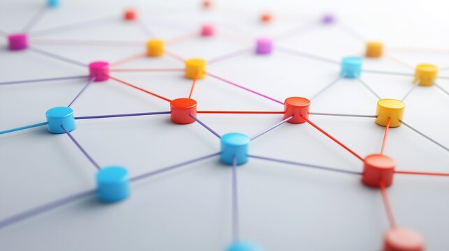 Interconnected digital network displaying the complex relationships and structure of modern technology data and business solutions  Abstract visualization of a global communication system