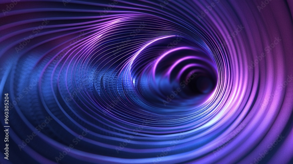 Poster abstract swirl featuring vibrant purple and blue colors, creating a mesmerizing tunnel effect with d