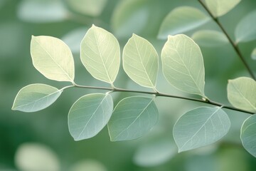 Fototapeta premium Delicate Green Leaves on Soft Background