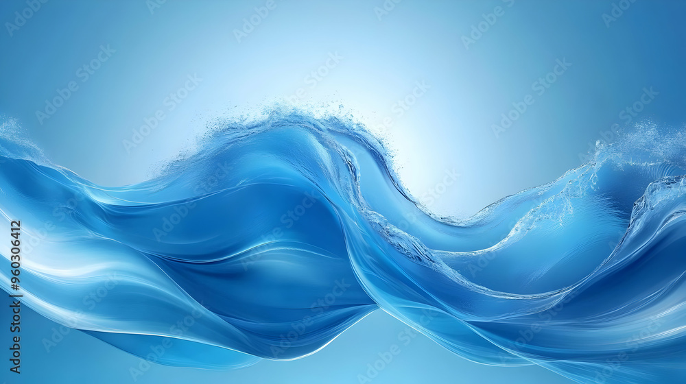 Aufkleber smooth blue waves creating a serene and calming effect.