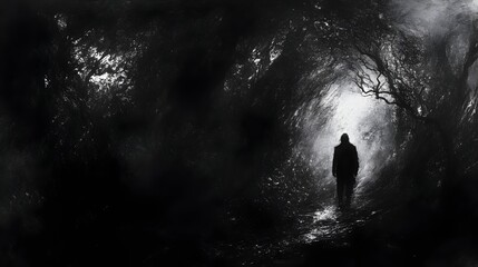 Fototapeta premium Sinister Shadows Conceal Unseen Conspiracies in the Darkness