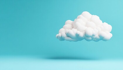 Minimalist cloud, on a plain blue sky, 3D illustration