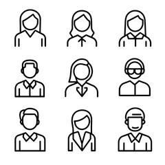 User profile icon set. Profile, people silhouette, person, avatar, sign up button vector collection