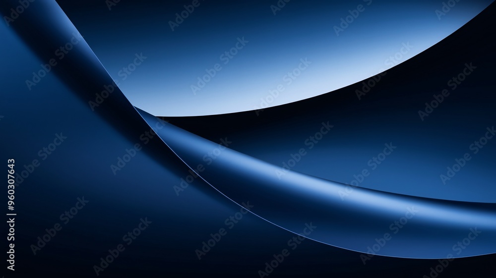 Poster Azure Abyss: A minimalist abstract composition with smooth, undulating waves of deep blue, evoking a sense of depth and tranquility. 