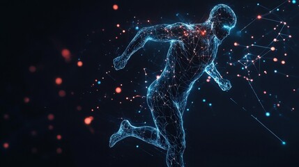 Scientific analysis of neural pathways affecting athlete performance on plain background with text space