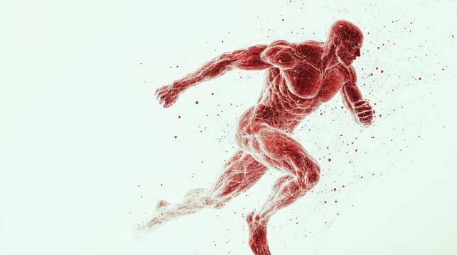 Athlete on copy space background digital technology concept for sport training or fitness workout and healthy lifestyle plain background