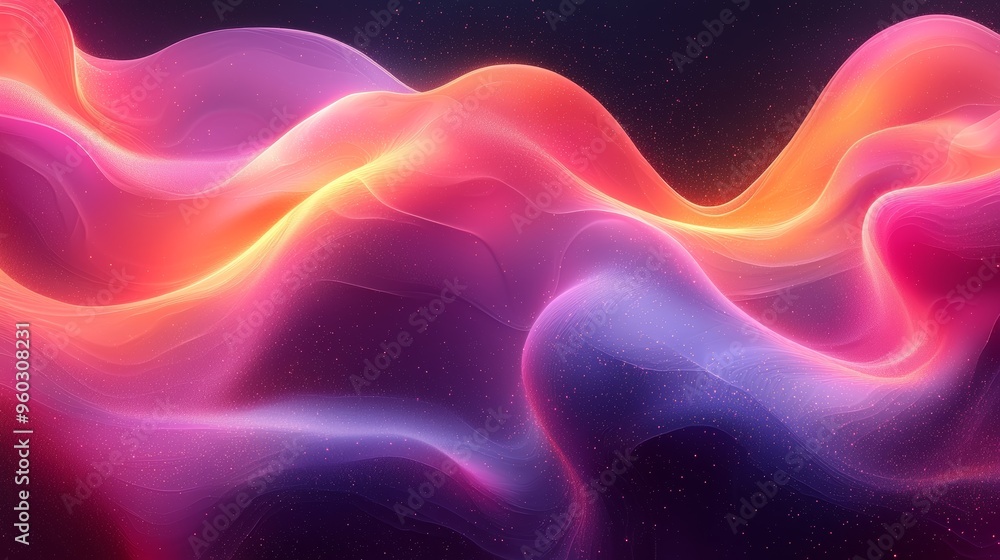 Poster vibrant waves of color flow seamlessly through a dark background, creating a stunning display of lig
