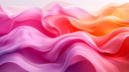 Obraz premium Colorful flowing fabric waves in shades of pink, orange, and red creates a vibrant, dynamic atmosphere suitable for various design applications