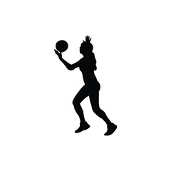 Volleyball player silhouette. Disabled athletes with different actions, and postures. Vector player isolated on white background.