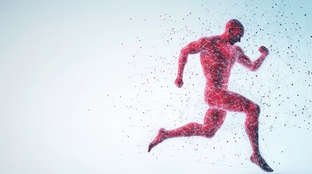 Digital technology concept for sport training featuring athlete on copy space background promoting fitness and healthy lifestyle