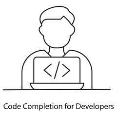 Code Completion for Developers Icon. Vector Icon Design
