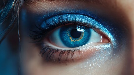 Fototapeta premium Beautiful female eye painted by a makeup artist. Special concept abstract painting- Generative AI