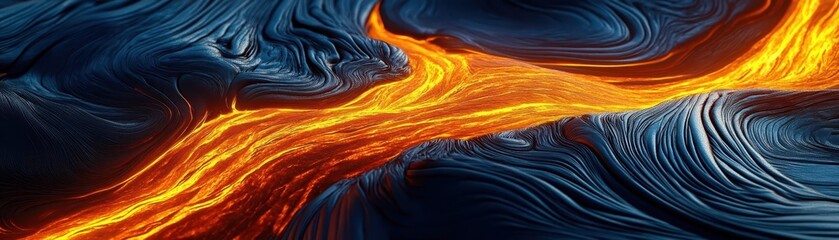 Liquid magma with undulating ripple patterns, abstract volcanic energy background