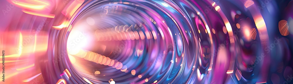 Poster a vibrant, abstract swirl of colorful light, creating a sense of depth and motion, ideal for digital