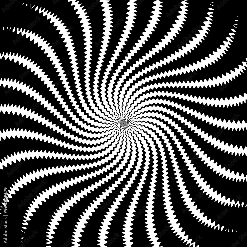 Poster psychedelic hypnosis swirls, hypnotic spiral pattern. abstract black and white spiraling effect. mon