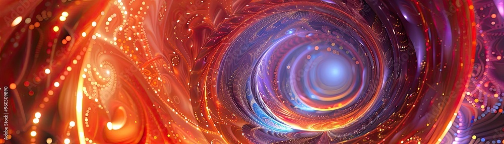 Poster a mesmerizing swirl of vibrant colors and light, creating an ethereal vortex that invites exploratio