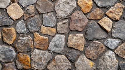 Obraz premium Rustic cobblestone street background with uneven, weathered stones in various shades of gray and brown.
